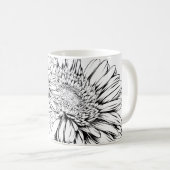 Chrysanthemum Black Line Drawing with Your Name  コーヒーマグカップ (正面右)