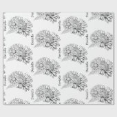 Chrysanthemum Black Line Drawing with Your Name  ラッピングペーパー (フラット)