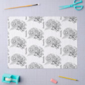 Chrysanthemum Black Line Drawing with Your Name  薄葉紙 (クラフト)