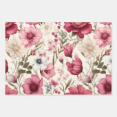 Chrysanthemum Daisy Florals Vintage Art Decoupage  ラッピングペーパーシート (正面2)