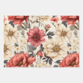 Chrysanthemum Daisy Florals Vintage Art Decoupage  ラッピングペーパーシート (正面)