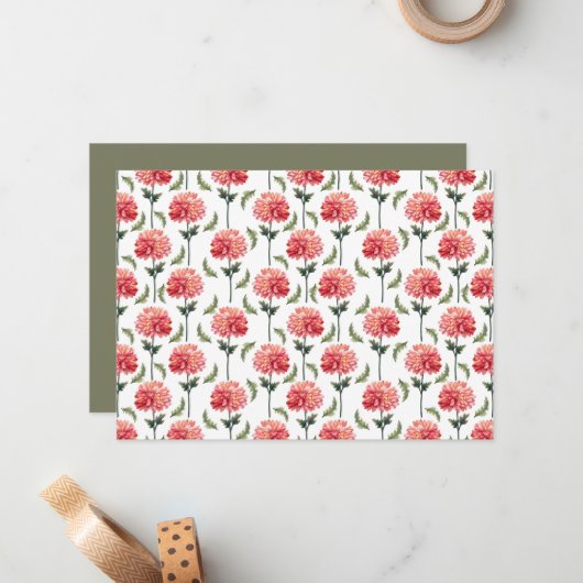 Chrysanthemum Floral Botanical Note Card ノートカード (正面/裏面インサイチュ)