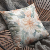 Chrysanthemum Flowers Watercolor Botanical Pattern クッション