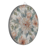 Chrysanthemum Flowers Watercolor Botanical Pattern ダーツボード (正面左)