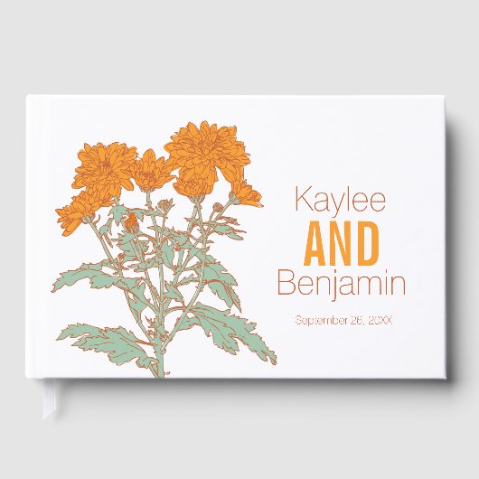 Chrysanthemum orange fall flower wedding ゲストブック (正面)