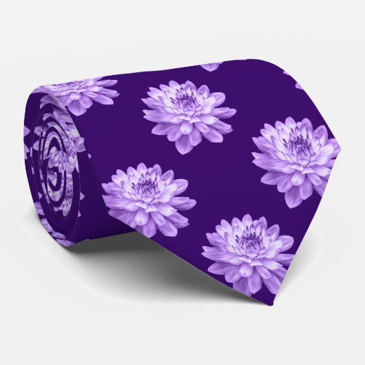 Chrysanthemum Pattern - Deep Purple ネクタイ (ロール)