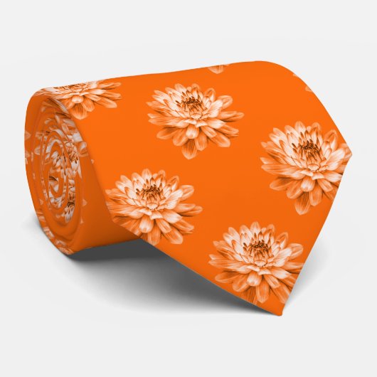 Chrysanthemum Pattern - Orange ネクタイ (ロール)