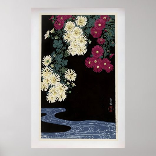 Chrysanthemums and Running Water by Ohara Koson ポスター (正面)