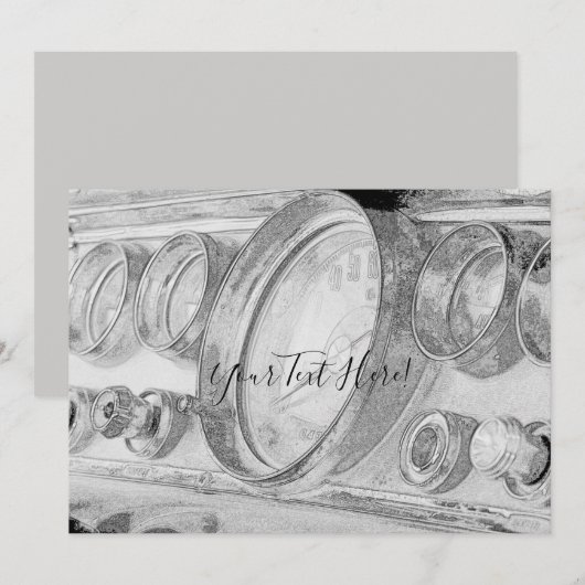 Chrysler Dashboardテキストのスケッチ招待状 招待状 (正面/裏面)