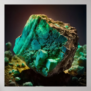 Chrysopraseマクロ、鮮やか緑の宝石 ポスター