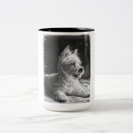 chstudios.net著Westieのファインアートのコーヒーカップのマグ ツートーンマグカップ