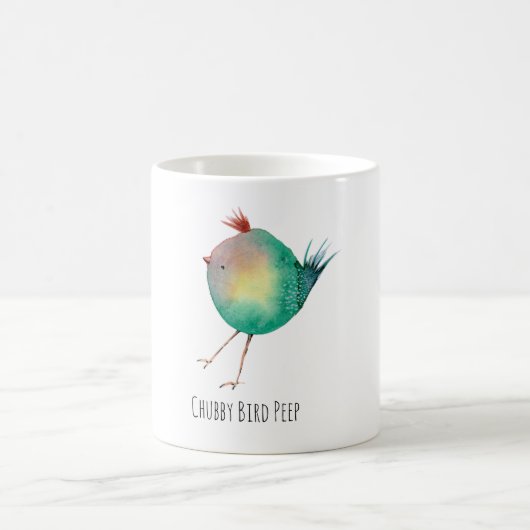 Chubby Bird Peep, Whimsical bird, colourfull Koffi コーヒーマグカップ (中央)