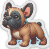 Chubby Brown French Bulldog Puppy Full Body シール (正面)
