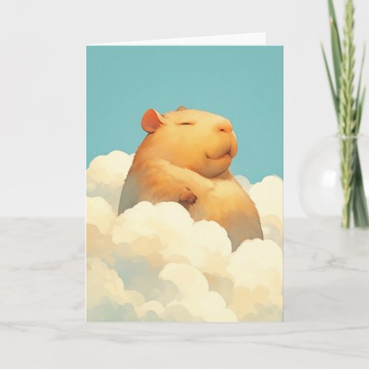 Chubby Capybara Staying on a Cloud カード (正面)
