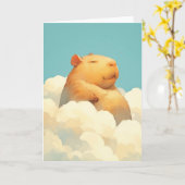 Chubby Capybara Staying on a Cloud カード (黄色い花)