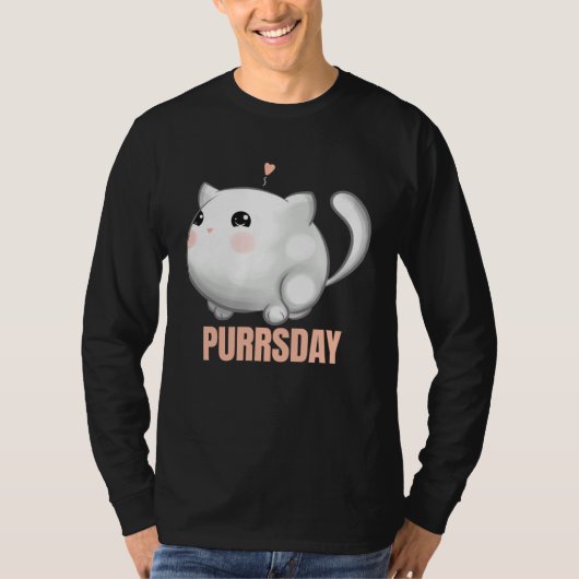 Chubby Cat In Love On Purrsday Tシャツ (正面)