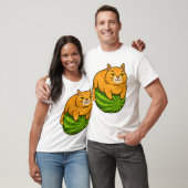 Chubby Cat on Watermelon Meme Shirt Tシャツ (ユニセックス)