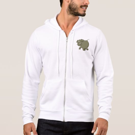 Chubby Cute Elephant Grey Jungle Animal パーカ (正面)