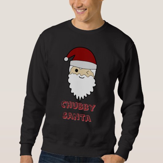 Chubby Cute Santa Face – Adorable Christmas Tee スウェットシャツ (正面)