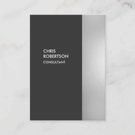 Chubby Gray スタイリッシュ Verticalモダン Business Card 名刺 (正面)