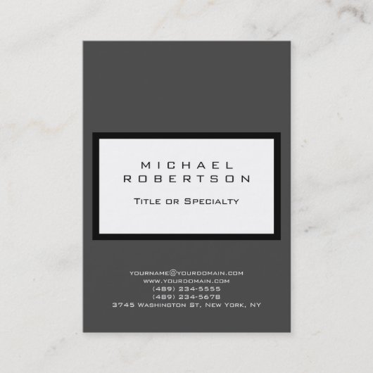 Chubby Gray モダン White Clean Business Card 名刺 (正面)