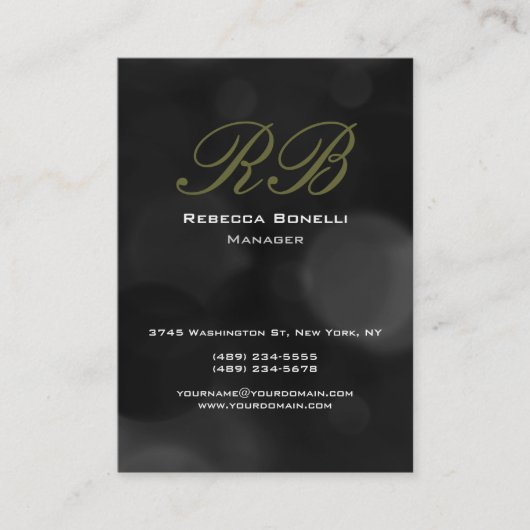 Chubby Gray Black Monogram Manager Business Card 名刺 (正面)