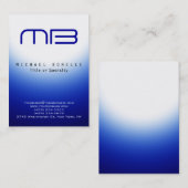 Chubby Monogram Blue White Clean Business Card 名刺 (正面/裏面)