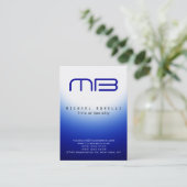 Chubby Monogram Blue White Clean Business Card 名刺 (スタンド正面)
