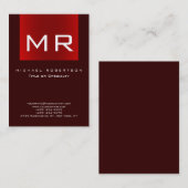 Chubby Monogram Brown Red Clean名刺 名刺 (正面/裏面)