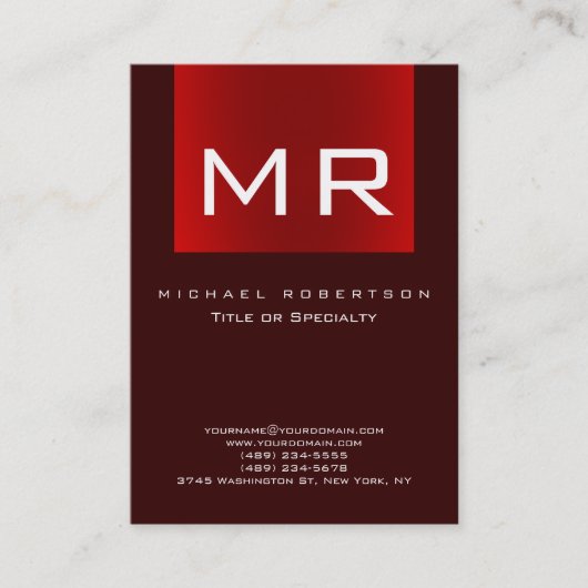 Chubby Monogram Brown Red Clean名刺 名刺 (正面)