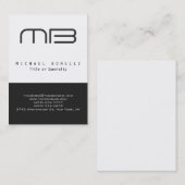 Chubby Monogram Gray White Clean Business Card 名刺 (正面/裏面)