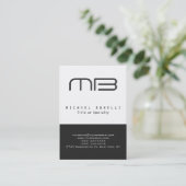 Chubby Monogram Gray White Clean Business Card 名刺 (スタンド正面)