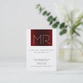 Chubby Monogram Red ストライプの White Business Card 名刺 (スタンド正面)