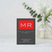 Chubby Monogram Red Gray Clean Business Card 名刺 (スタンド正面)