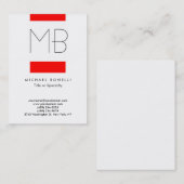 Chubby Monogram Red White Clean Business Card 名刺 (正面/裏面)