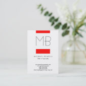 Chubby Monogram Red White Clean Business Card 名刺 (スタンド正面)