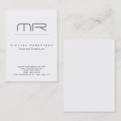 Chubby Monogram White Cleanモダン Business Card 名刺 (正面/裏面)