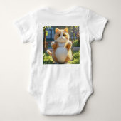Chubby Orange Cat in Sunny Garden – Baby Bodysuit ベビーボディスーツ (裏面)