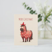 Chubby red and dark brown pony wrapped in lights シーズンポストカード (スタンド正面)