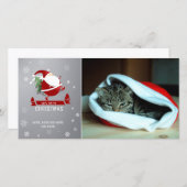 Chubby Santa on Blue背景フォトカード シーズンカード (正面/裏面)