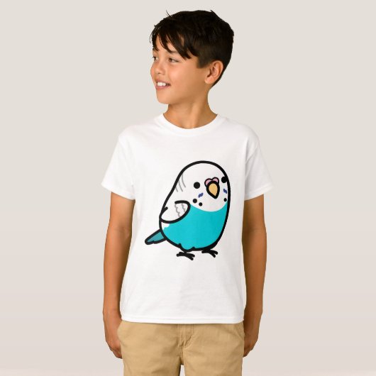 Chubby Skyblue Budgie Tシャツ (正面フル)