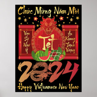 Chuc Mung Nam Moi Happy Vietnam New Year 2024 ポスター