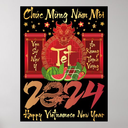 Chuc Mung Nam Moi Happy Vietnam New Year 2024 ポスター (正面)