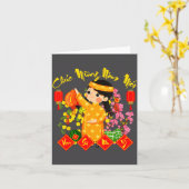 Chuc Mung Nam Moi Vietnamese Lunar New Year Ao Dai カード (黄色い花)