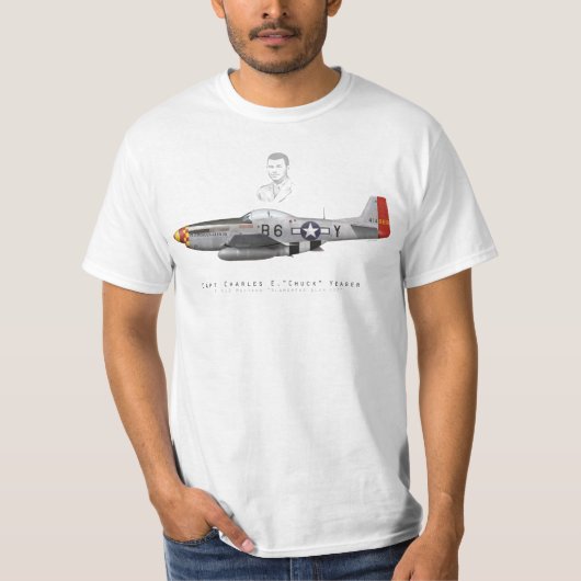Chuck Yeager's P-51 Mustang "Glamorous Glen III" Tシャツ (正面)