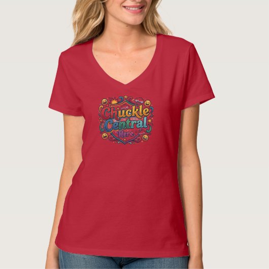 Chuckle Central Here - 楽しい&面白いグラフィックTシャツ Tシャツ (正面)