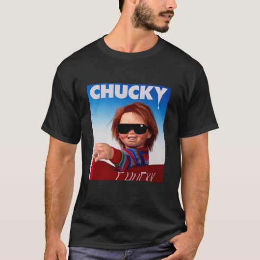 Chucky Sunglasses Creepy Directors Chair Tシャツ (正面)
