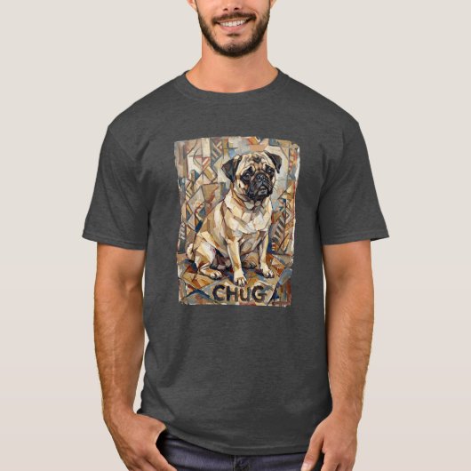 Chug Dog Cubist - Art Dog Vintage Style  Tシャツ (正面)