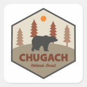 Chugach National Forest Alaska Bear スクエアシール (正面)