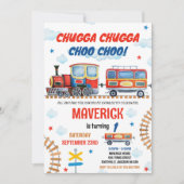 Chugga Cho Train Kids Boy Birthday Invitation 招待状 (正面)